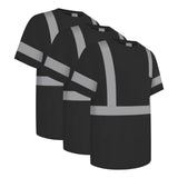 Uno Mejor Work Shirts for Men ConstrUCRtion Class 3 High Visibility Shirts, Hi Vis Reflective Safety T-Shirts for Men Women, Short Sleeve Work Shirts, Durable to Use, UCR-Black XL,3PACK