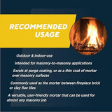 Rutland Dry Mix Refractory Mortar, Masonry & Fire Brick Cement, No Heat Cure Required, Dark Gray, 2550F, 2.5 lb Tub