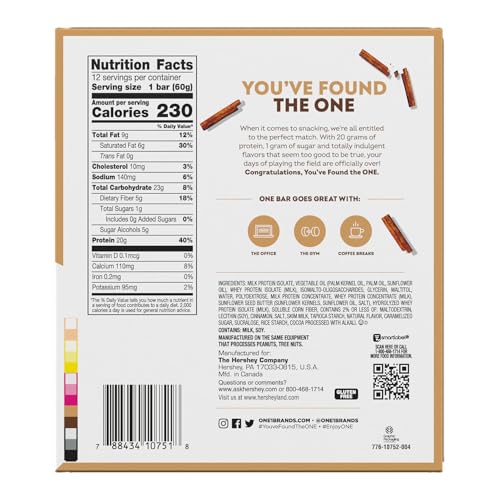ONE Protein Bars, Cinnamon Roll, Gluten Free with 20g Protein and 1g Sugar, Pantry Staples, 2.12 oz (12 Count), Packaging May Vary
