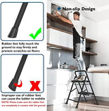 BONTEC 2-Step Ladder, Folding Step Stool, 600lbs Max Load Capacity, Sturdy Steel, Non-Slip Pedals, Lightweight, Portable Steel Ladder with Convenient Handrail, Safety Design for Home & Work, Black