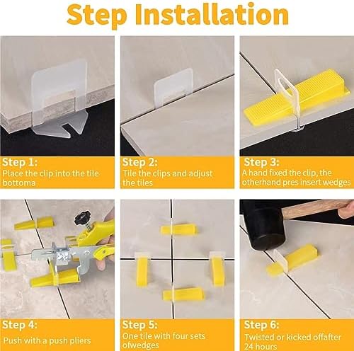 DGSL Tile Leveling System with Plier - 1200-Piece Spacers Clips and 300-Piece Reusable Wedges Tools Set for Stone Installation 1/8 Inch