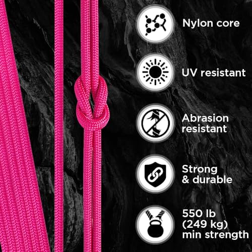 TECEUM 5/32" Paracord Rope 1000 – 1000ft / 200ft / 100ft / 50ft – Tactical Parachute Cord 4mm – 45+ Colors – Nylon String for Survival & Camping Gear – Stripe Cord for Survival – Utility Rope