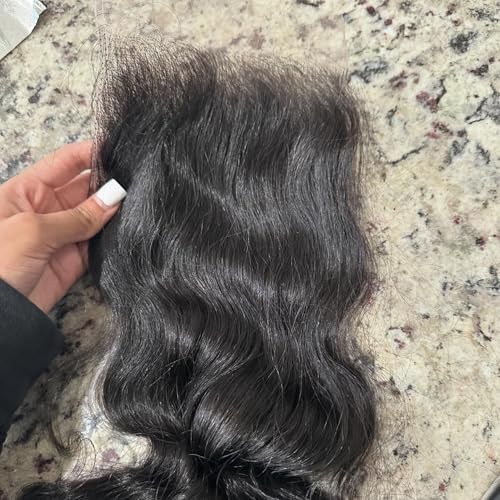 BEEOS 5x5 HD Lace Closure Only, 0.10mm Ultra-Thin Film HD Lace Body Wave Full Cuticle Aligned Virgin Human Hair Closure Pre Plucked Natural Hairline 18 Inch