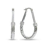 LeCalla 925 Sterling Silver Hoop Earrings for Women - Classic Diamond Cut Oval Hoop Earrings Trendy | Anti Tarnish Textured Hoops Jewelry Gifts for Women | Jewelry for Work, Party, Anniversary & Birthday 35mm
