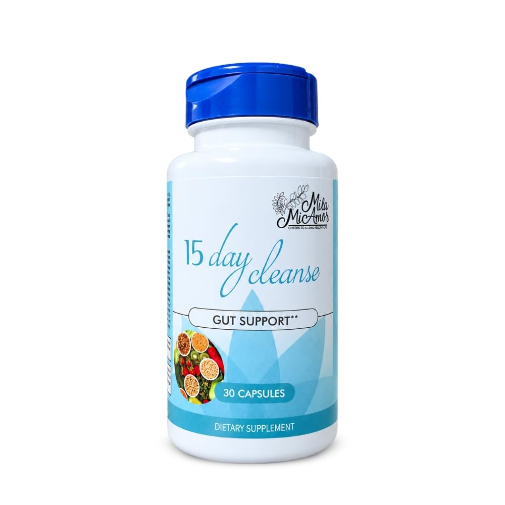 Mila Miamor 15 Day Cleanse - Gut and Colon Support - Advanced Gut Cleanse Detox for Women & Men with Senna, Cascara Sagrada & Psyllium Husk - Non-GMO - Made in USA - 30 Capsules