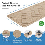 Non Slip Stair Treads for Wooden Steps,15 Pack 8" X 30" Stairs Carpet Treads Indoor with Reusable Peel and Stick Adhesive for Kids Elders and Pets,Polyester TPR Backing