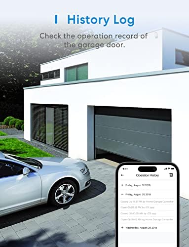 meross Smart Garage Door Opener Remote, Compatible with Apple HomeKit, Amazon Alexa, Google Assistant, SmartThings, Multiple Notification Modes, No Hub Needed
