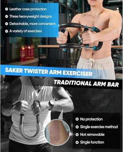 Saker Twister Arm Trainer, 40-100lb Adjustable Chest Workout Equipment, Arm Trainer, Twister Arm Trainer, Portable Power Twister Bar, Detachable Design Fitness Anywhere