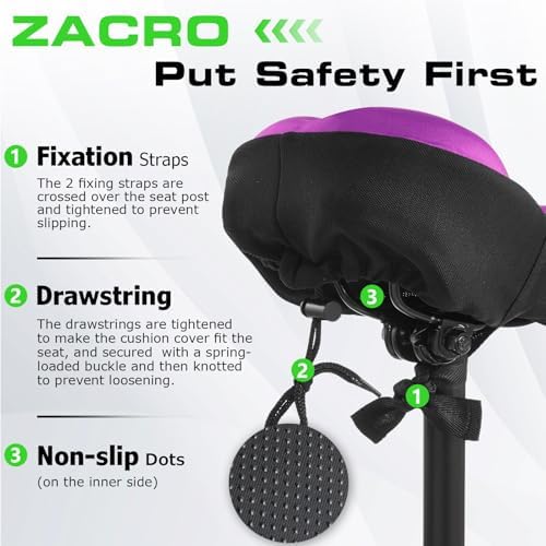 Zacro Bike Seat Cushion - Gel Padded Bike Seat Cover for Men Women Comfort, Extra Soft Exercise Bicycle Seat Compatible with Peloton, Outdoor & Indoor Bike Saddles