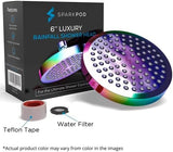 SparkPod Shower Head - High Pressure Rain - Premium Quality Luxury Design - 1-Min Install - Easy Clean Adjustable Replacement for Your Bathroom Shower Heads (Radiant Rainbow, 6 Inch Round)