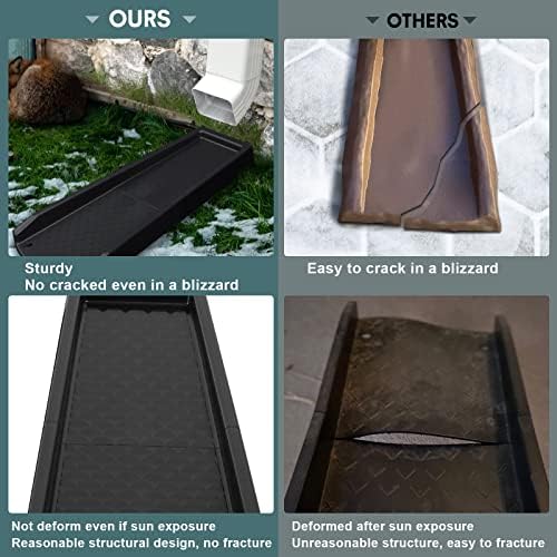 Rain Gutter Downspout Splash Block, Gutter Downspout Extensions for Water Drainage, 24" Gutter Splash Guards Downspout Extender, Fixable Down spout Drain Trays with PE Nails(2 Pack, Black)