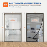 MAGZO Magnetic Screen Door Fit Door Size 72 x 80 Inches, Actual Screen Size 74 x 81 Inch Heavy Duty Side Opening Polyester Screen Curtain for Sliding Door Broader View, Black