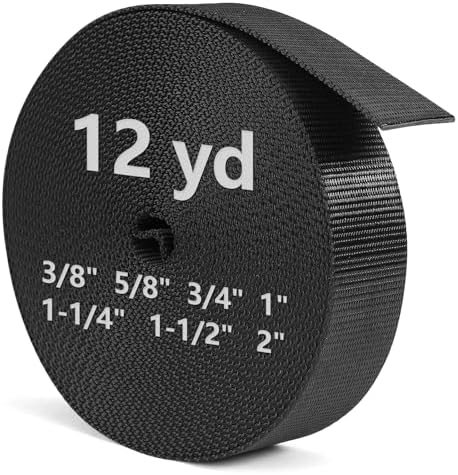 Heavy Duty Nylon Webbing Strap 12 Yards, Heavyweight Nylon Straps, Flat Webbing Strapping for Outdoor DIY Gear Repair