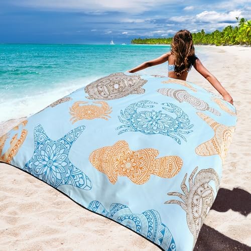 Beach Blanket Waterproof Sandproof Beach Mat 79" X 83" /10'x9'for 2-8 Adults Quick Drying Outdoor Picnic Mat Beach Accessories for Travel, Camping, Hiking