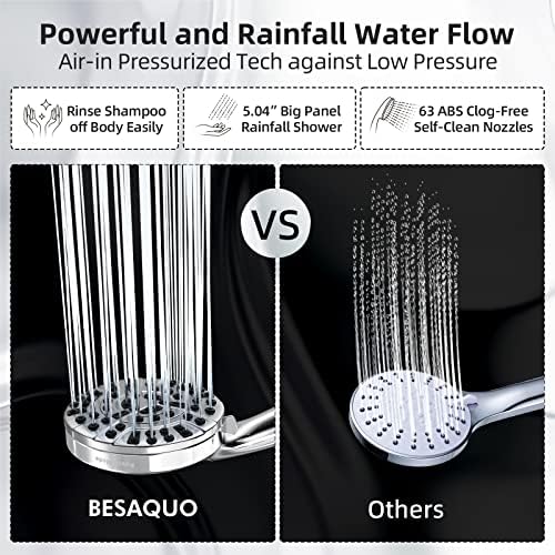 Shower Head,10 Functions High Pressure shower head with handheld, Built-in Pause Mode & 2 Power Wash, Non-Clogging Nozzles High Flow Hand Held Shower Head, Leakproof 6.5ft Hose&Metal Bracket