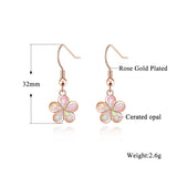 CiNily Rose Gold Plated Flower Dangle Drop Earrings Opal Earrings for Women