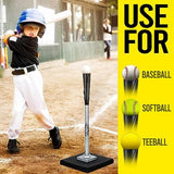 Portable Batting Tee for Baseball/Softball, Height Adjustment from 25-37 inch,Easy Transport Premium Baseball Tee with Rubber Top,Heave Duty Base Hitting Tee for Kids/Youths/Adults