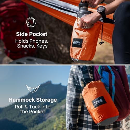 Kootek Camping Hammock 500 lbs Capacity, Portable Hammocks with Tree Straps & Attached Carry Bag, Camping Essentials Gear, Perfect for Outside Indoor Hiking Beach Backpack Travel