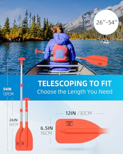 OCEANBROAD Telescoping Emergency Paddle 21''-42''/26''-54'' Aluminium Shaft for Kayaing Boating Canoeing River Tubing