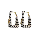TOPATU Designer Earrings for Women - Alloy Letter B - Clip-on Stud Earrings - Black and White