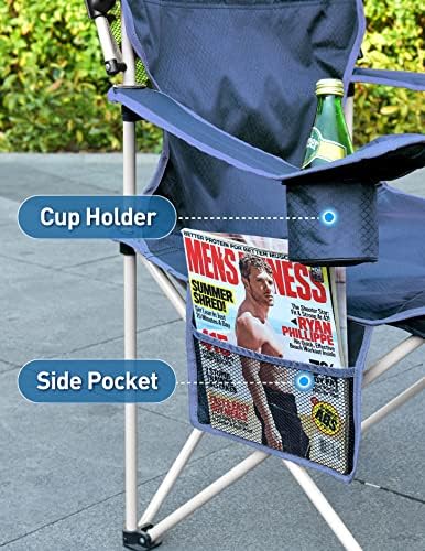 Beach Chair with Canopy Shade and Fan – 360° Rotatable & 3-Speed Airflow, Camping Chair with Canopy and Powerful & Quiet Fan, Cup Holder, Side Pocket – Supports 330 LBS