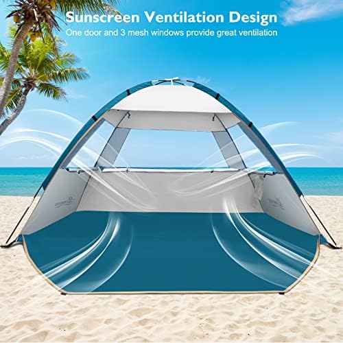 COMMOUDS Beach Tent Sun Shade for 3/4-5/6-7/8-10 Person, UPF 50+ Beach Sun Shelter Canopy Tent, Lightweight, Easy Set Up and Carry