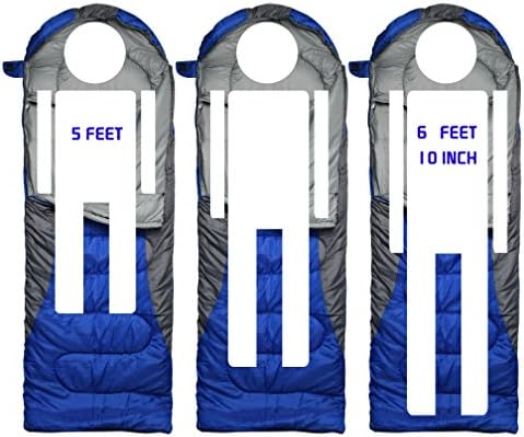 0 Degree Winter Sleeping Bags for Adults Camping (450GSM) - Temp Range (5F–32F) Portable Waterproof Compression Sack- Camping Sleeping Bags for Big and Tall in Env Hoodie: Backpacking Hiking 4 Season