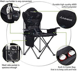 Camping Chairs, Outdoor Folding Chairs 2 Pack for Heavy People, Folding Chairs for Outside, Camp Chairs with Cup Holder & Cooler Bag, Supports up to 300lbs (2 Pcs, Camo)