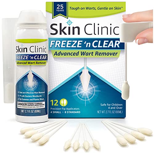 Skin Clinic FREEZE 'n CLEAR™ Advanced Wart Remover, Tough on Warts, Gentle on Skin, (12 Precision Applicators)