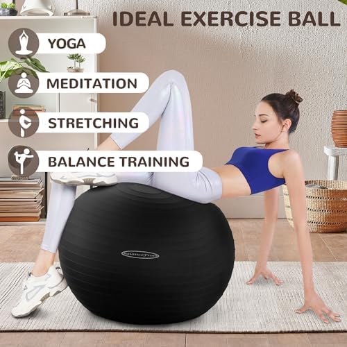 Anti-Burst and Slip Resistant Exercise Ball - Yoga, Fitness, Birthing Ball With Quick Pump, 2,000-Pound Capacity, Multiple Colors and Sizes