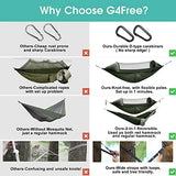 G4Free Large Camping Hammock with Mosquito Net 2 Person Pop-up Parachute Lightweight Hanging Hammocks Tree Straps Swing Bed for Outdoor Backpacking Backyard Hiking