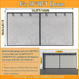 Garage Screen Doors for 2 car garage-16x8FT Fiberglass Durable Heavy Duty Magnetic Garage Door Screen Retractable Hands Free with 6 Roll Up Straps for Patio Workshop Home Gym Sun Room