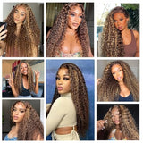 Aimking 13x6 Highlight Ombre Lace Front Wig Human Hair Wigs For Women 180% Density 4/27 HD Deep Wave Lace Frontal Wigs Curly Honey Blonde Wig Human Hair Pre Plucked With Baby Hair Colored (26 Inch)