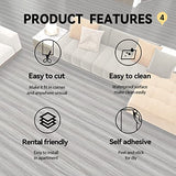 Wood Grain Peel and Stick Floor Tiles – 11.8” Width, Full Roll Length of 394" – Versatile Design for Any Space, Grey Self Adhesive Vinyl Flooring, Waterproof and Non-Slip Features