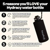 Hydracy Water Bottle with Time Marker -Large BPA Free Water Bottle & No Sweat Sleeve -Leak Proof Gym Bottle with Fruit Infuser Strainer & Times to Drink -Ideal for Fitness Sports & Outdoors