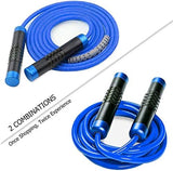 Redify Weighted Jump Rope for Workout Fitness(1LB), Tangle-Free Ball Bearing Rapid Speed Skipping Rope for MMA Boxing Weight-loss,Aluminum Handle Adjustable Length 9MM Fabric Cotton+9MM Solid PVC Rope