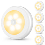 Mlambert 4 Pack Motion Sensor LED Night Light, Cordless Battery-Powered Stick-on Magnet Closet Lights, Safe Lighting for Stairs, Cabinet, Warm White