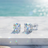 Moissannite Stud Earrings for Men and Women 1-4 CTTW 925 Sterling Silver, Round Brilliant Diamond Alternative, Lightweight Unisex Earrings with GRA Certification