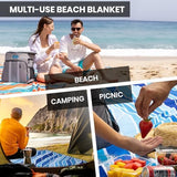 Extra Large Beach Blanket Waterproof & Sandproof 9'x10'8" for 10 People - Beach Essentials for Family, Picnic, Concert, Travel - Includes 4 (+2) Stakes - by Everlasting Comfort
