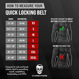 Gymreapers Quick Locking Weightlifting Belt for Bodybuilding, Powerlifting, Cross Training - 4 Inch Neoprene with Metal Buckle - Adjustable Olympic Lifting Back Support