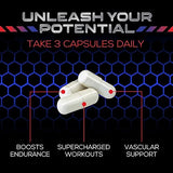 Extra Strength Nitric Oxide Supplement L Arginine 3X Strength - Citrulline Malate, AAKG, Beta Alanine - Premium Muscle Supporting Nitric Oxide Booster for Strength & Energy Supplements - 120 Capsules