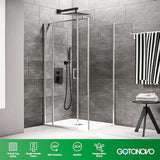 gotonovo Rainfall Bathroom Shower System Rain Shower Head and Handle Set Wall Mounted Shower Complete Combo Solid Brass Pressure Balancing Shower Mixer Valve 12 Inch Matte Black