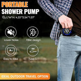 Portable Shower for Camping, 8000mAh Rechargeable Camping Shower Pump with XL Foldable Bucket, IPX8 Waterproof, Surrounding Water Inlet, 5 Pressure Modes Outdoor Shower Pump for Hiking, Travel, Pet