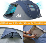 6 Person Easy Pop Up Tents for Camping - AYAMAYA Double Layer Waterproof Instant Tent with Vestibule & Porch, Large Size Family Tent Automatic Setup for 4-6 People Camping Hiking (Poles Included)