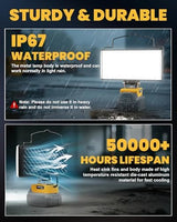 Cordless 20V LED Work Light for Dewalt 20V Max Battery, LIVOWALNY 100W 10000LM 7" Floodlight, LED Flashlights with USB & Type-C & Low Voltage Protection & 140° Pivoting Head for Emergency and Job Site