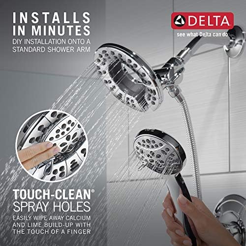 Delta Faucet Arvo 14 Series Single-Handle Tub and Shower Trim Kit, Shower Faucet with 4-Spray In2ition 2-in-1 Dual Hand Held Shower Head with Hose, Chrome 144840-I (Valve Included)