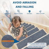 Stair Treads for Wooden Steps Indoor, 8" X 30" Non Slip Carpet Stair Treads with Reusable Adhesive for Kids Elders and Dogs, Surface Polyester TPR Backing Stair Rugs, 4 Pack Stair Rugs Dark Grey