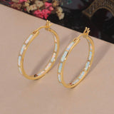 CiNily Big Gold Hoop Earrings Womens Opal Hoop Earrings 14K Gold Plated