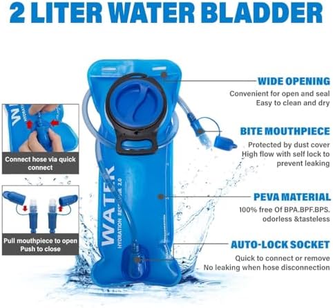 Insulated Hydration Backpack Pack with 2L Water Bladder Lightweight 22L Hiking Backpack Bag for Women Men Daypack for Hiking Running Festival Camping Biking