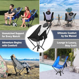 High Back Camping Chair - 600 LBS Capacity Oversized Camping Chair with Comfortable Backrest & Headrest, Quick Setup - Compact Folding Chair for Indoor/Outdoor Use - Black